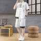 Chinese Style Casual Sports Suit for Men, Summer Thin Short-Sleeved Cardigan Shirt, Youth Loose Fit, National Trend Button-Up Clothing