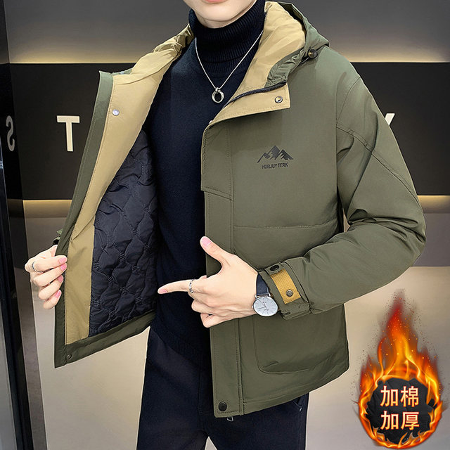 Men's Softshell Jacket, Double-Layered Cotton, Autumn and Winter 2025 New Trendy Style, Thickened with Extra Cotton, Winter Hooded Workwear Jacket