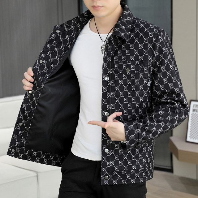 Jacket men's spring and autumn trendy brand men's clothing 2025 new lapel handsome trendy high-end clothes spring jacket for men