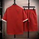 New Chinese style national style suit men's summer quarter-sleeved shirt short-sleeved shorts trendy handsome casual shirt two-piece set
