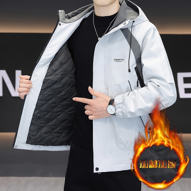 2025 autumn and winter new style two-cotton jacket men's trendy brand handsome hooded work jacket cotton jacket warm thickened jacket