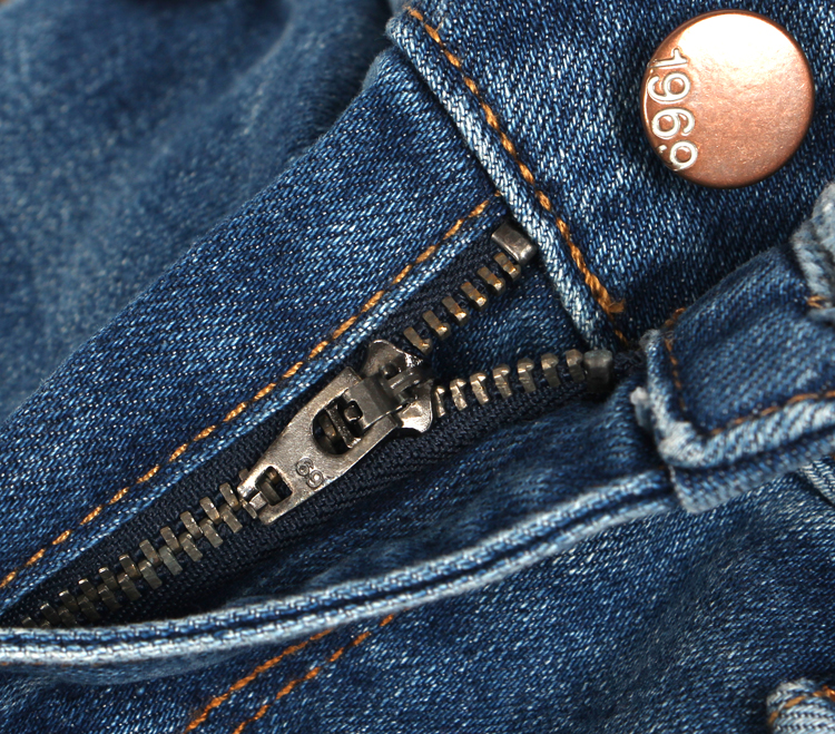 G series cỡ lớn nữ viện trợ nước ngoài màu xanh 99 cotton co giãn không đều cạnh tám quần jeans nhỏ thẳng shop thời trang nữ