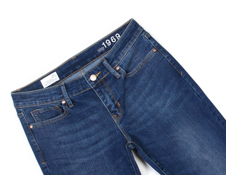 G series cỡ lớn nữ viện trợ nước ngoài màu xanh 99 cotton co giãn không đều cạnh tám quần jeans nhỏ thẳng shop thời trang nữ