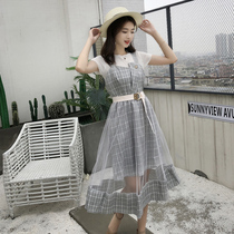 Girl dress 2021 new summer students loose Korean style College Style Super fairy long skirt two-piece