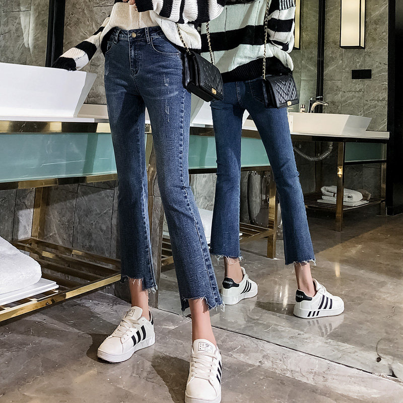 Microlao jeans woman 90% straight cylinder 2022 spring autumn new high waist Han version of slim student 80% cec pants