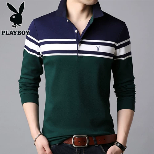 Playboy, трендовая хлопковая осенняя утепленный лонгслив, футболка polo, облегающий крой