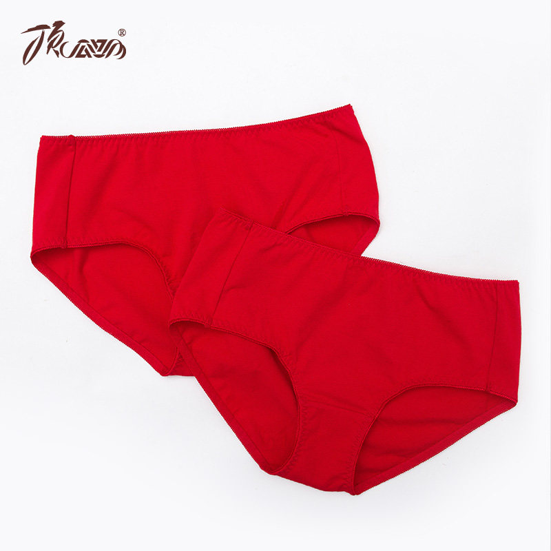 2 packs top melon melon Chinese red underwear men's and women's big red mid-waist shorts natal underwear red socks