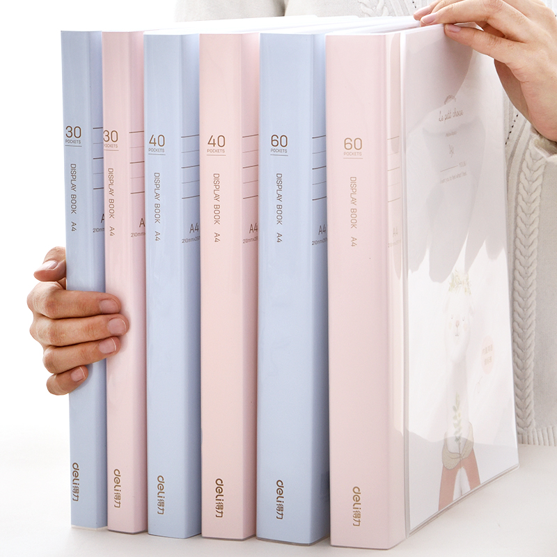 Deli Information Book 60 pages 40 pages Yangtuo a4 folder transparent insert multi-layered pagination cute painting collection book students with test paper clip award collection book maternity inspection information storage book