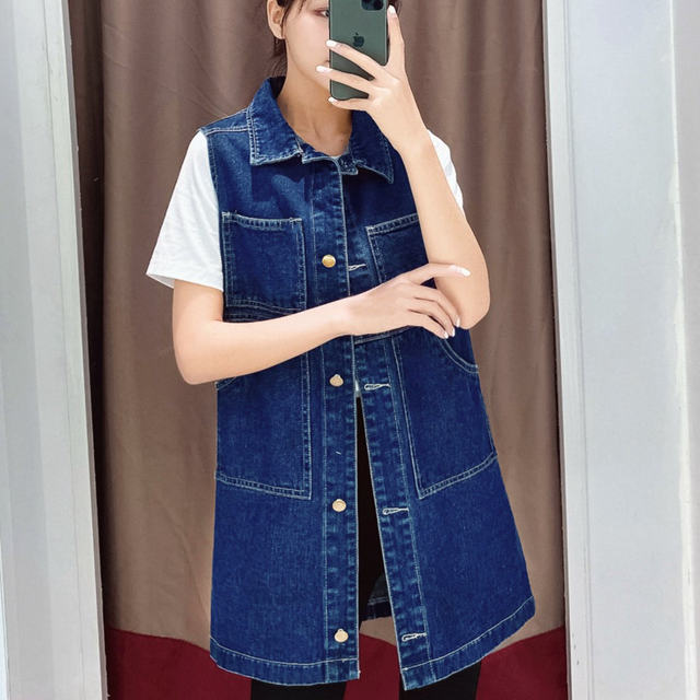 Denim vest women's spring and autumn casual sleeveless vest shoulder outer wear autumn and winter waistcoat with small vest autumn ladies coat