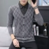 Áo len dệt kim nam cardigan màu tinh khiết mỏng phong cách Hàn Quốc hợp thời trang áo len mỏng mùa thu và áo khoác ngoài mùa thu - Cardigan