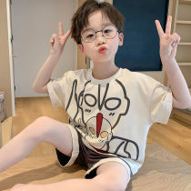 Ottman Sleepwear Children Summer Short Sleeve Cute Cartoon Casual Large Small And Small Childrens Home Suit Boy
