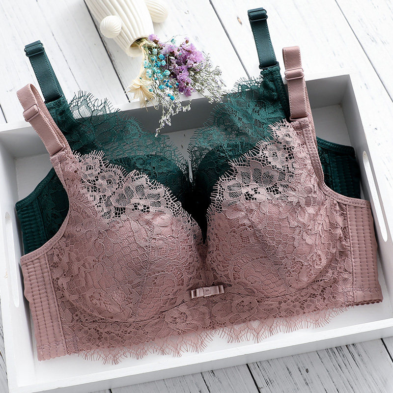 Summer lingerie ladies'thin' big breasts' small sexy lace small cute poly-woo soft steel ring Previous to shrink bra anti-sagging