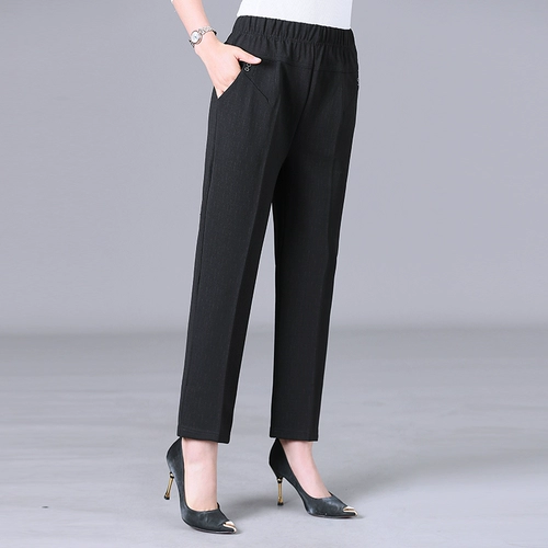 Штаны для матери, повседневные брюки, оверсайз, для среднего возраста, свободный прямой крой