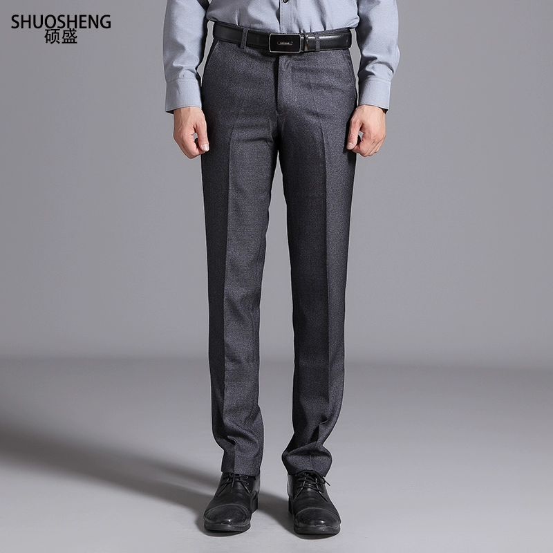 Shuo Sheng Slim phiên bản Hàn Quốc của quần xám nam chuyên nghiệp phù hợp với nam chân dày phù hợp với quần chân phiên bản châu Âu - Suit phù hợp