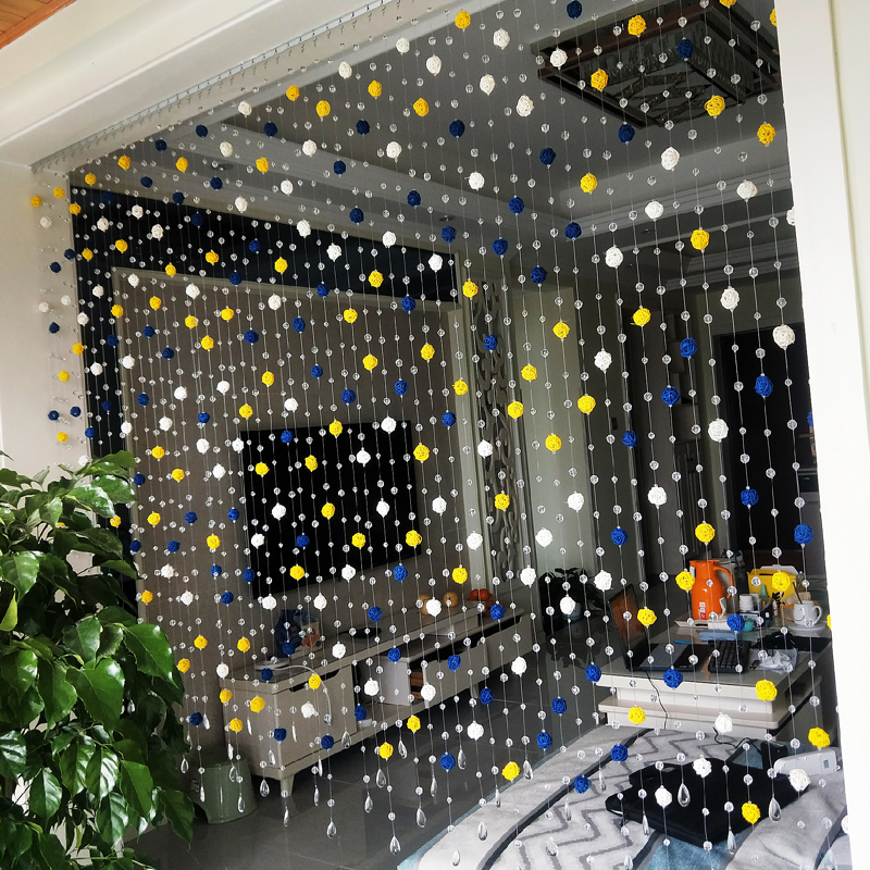 Crystal bead curtain partition window living room dining room aisle entrance bedroom girl door curtain home decoration net red curtain free punch