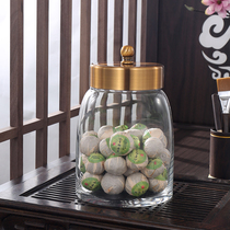 Coarse grain tea sealed tank storage tank bottle household with lid Chinese jar light luxury style golden lid jar