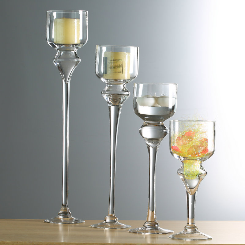 European-style high-footed candle cup retro transparent home candle decoration model living room dining room creative personality decoration