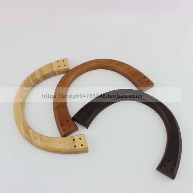 ໄມ້ແຂງກະເປົ໋າເຟືອງໄທ ຖົງໃສ່ຫາດຊາຍ semicircular 4-hole string solid wood bag handle accessories wooden handle