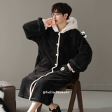 柔可儿 Демисезонный коралловый банный халат, бархатная флисовая пижама, фланелевый зимний длинный комплект, увеличенная толщина