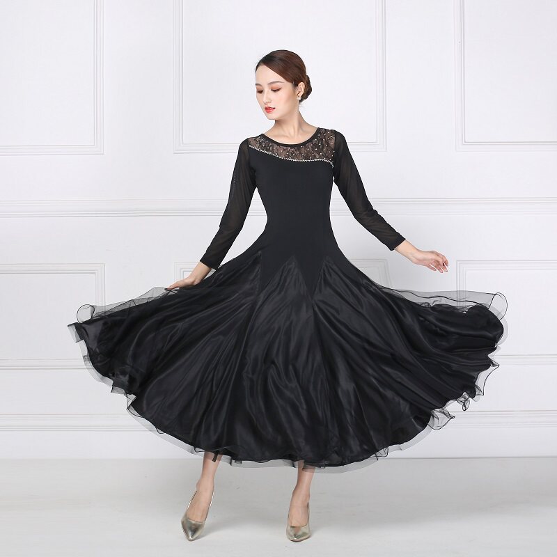 Spring Autumn New Morden Dance Dress Female Dance Dress National Standard Dance Performance Dresses Great Swing Long Skirt Social Dance Practice Dresses