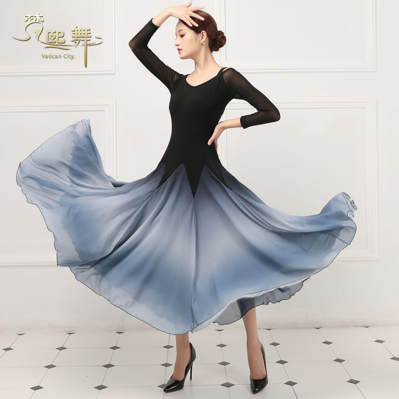 2023 Spring and Autumn New National Standard Dance Modern Dance Dress Elegant Long Skirt Slim Slim Slim Practice Suit Sling Dance Skirt
