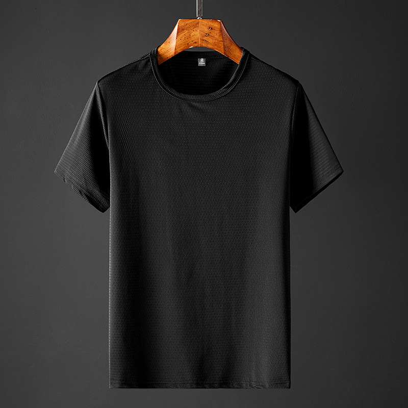 Large size ice silk breathable mesh t-shirt men's trendy fat loose quick-drying short-sleeved T-shirt fat plus fat plus half-sleeved shirt