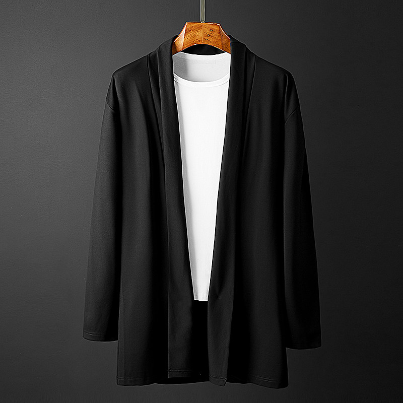 Plus size jacket men's cardigan autumn men's clothing 2022 new style plus fat plus Chinese style spring and autumn mid-length windbreaker trend