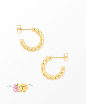 Japanese direct mail Jouete silver gold-plated twist woven earrings