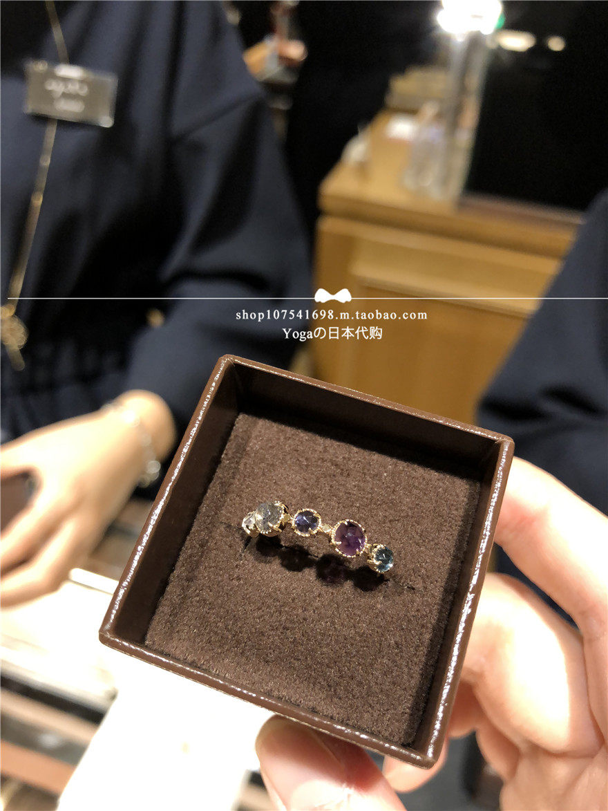 Japan live direct mail agete 10k gold amethyst labradorite and other multi-colored gemstone ring