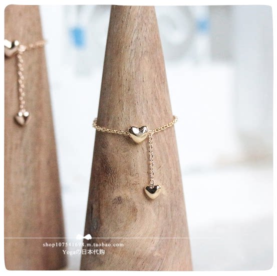 Japan direct delivery cui cui 18k gold cute love soft ring adjustable chain ring