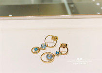  Japan Direct mail Star Jewelry 10k asymmetrical balance ring Blue topa Earrings