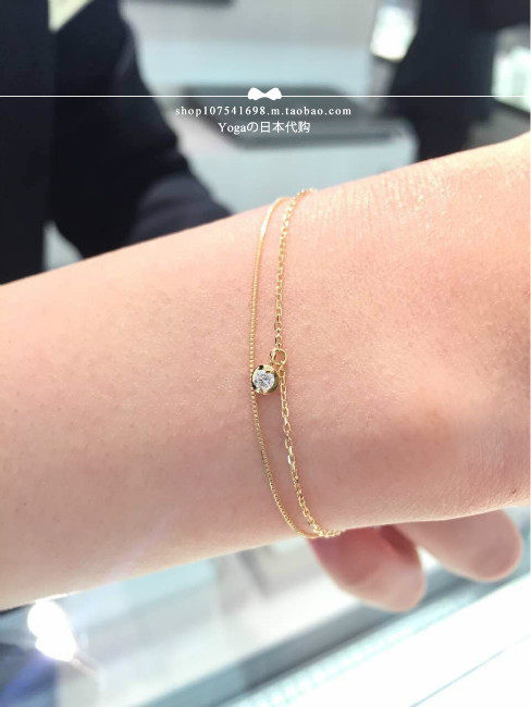 Japan Direct Mail Vendome Aoyama 18k Gold Diamond Double Layer Bracelet