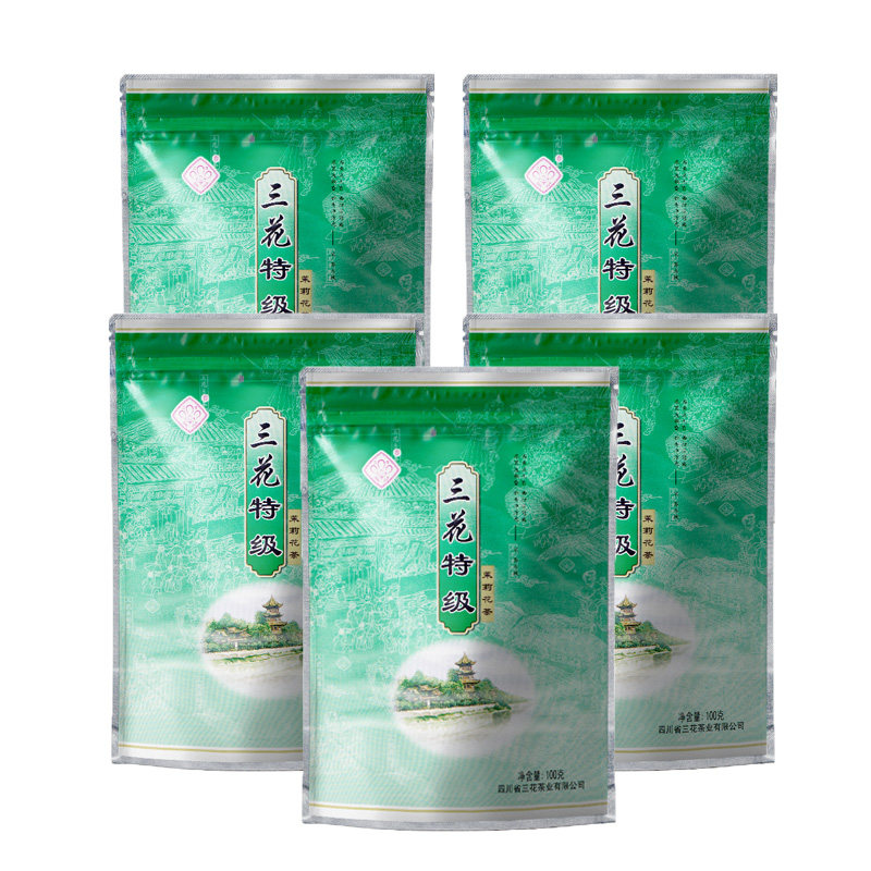 Sandflower jasmine tea Special 100g*5 bag Old Chengdu San Flower Tea Sichuan specialty Jasmine Class New Tea