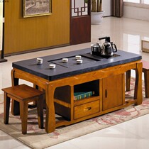 New Chinese Fire Stone Office Tea Table Tea Table Tea Table And Chairs Combine Modern Solid Wood Marble Kung Fu Tea Furniture Integrated Table