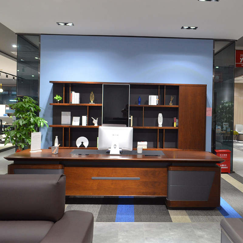 Desk Boss Table Presidents Table Solid Wood Leather Baking Lacquered Office Furniture Large Bandae Atmospheric Office Table And Chairs Combination