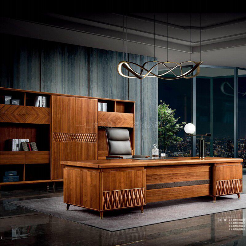 Light Extravaganza Minimalist Modern High-end Boss Table Manager Room President Desk Chairman Furniture Solid Wood Big Bandae 32