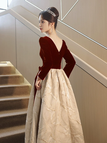 Вечернее платье, демисезонное красное свадебное платье, французский стиль, изысканный стиль