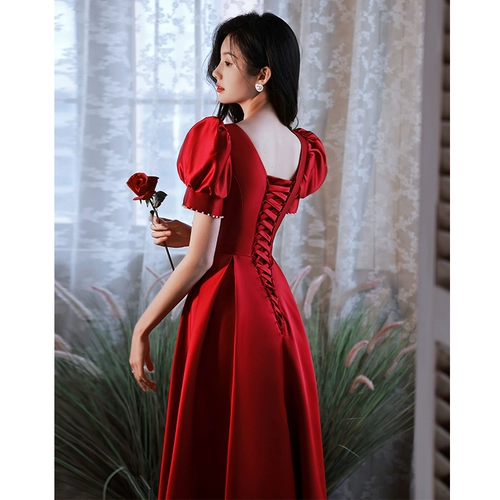 Вечернее платье для невесты, красное свадебное платье, летняя юбка для принцессы, изысканный стиль