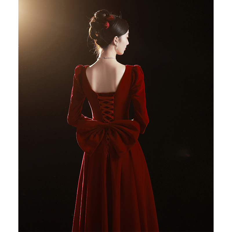 Bridal Toast Dress 2026 New Engagement Autumn and Winter Wedding French Light Luxury Niche High-End Red Dress for Women Bridal Toast Dress 2026 New Engagement Autumn and Winter Wedding French Light Luxury Niche High-End Red Dress for Women