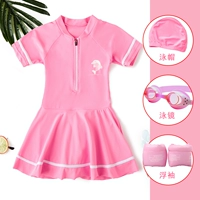 Розовая плавательная шапочка, водонепроницаемые плавательные нарукавники