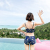 Áo tắm 3 mảnh ngực nhỏ của phụ nữ tập hợp giảm béo bụng gợi cảm Hàn Quốc váy xẻ bảo thủ mùa xuân nóng bỏng - Bộ đồ bơi hai mảnh 	đồ bơi 2 mảnh cột chéo eo	 Bộ đồ bơi hai mảnh