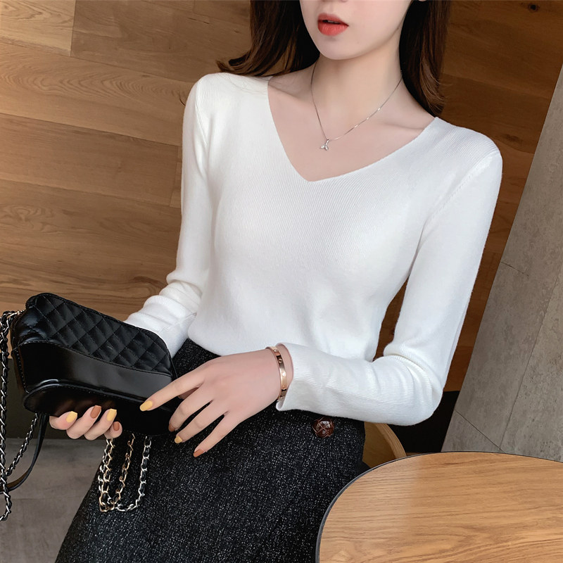 Spring and Autumn 2023 new tight V - collar sleeve knife and sweater in the autumn and winter