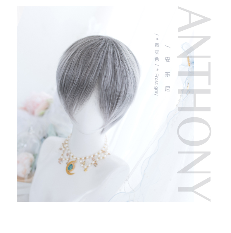 Harajuku Lolita Gray Mixed White Wig Cosplay Men/'s Short Hair Daily Hairpieces