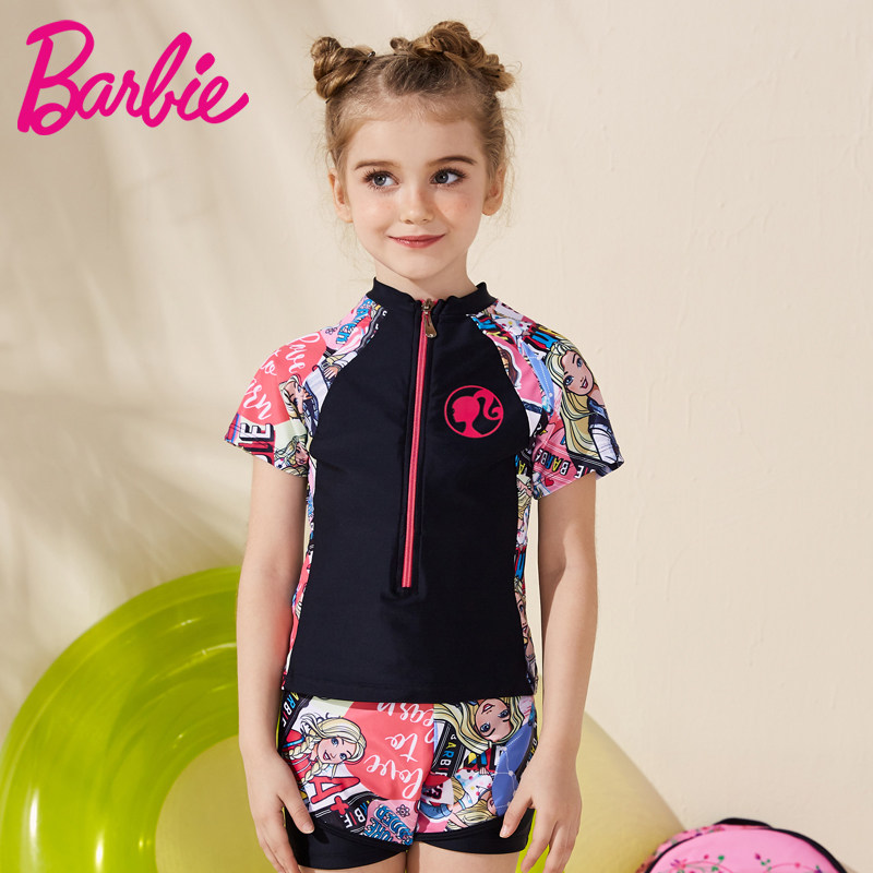 Barbie children swimsuit girl Two-style girls CUHK child primary and middle school summer 2021 swimsuit spa swimsuit