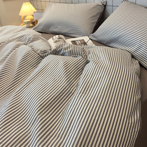 Modern All-cotton Beds Bedding Four Pieces Of Pure Cotton Nordic Wind Sheets Three Sets Minima Grid Quilt Cover Mens Summer