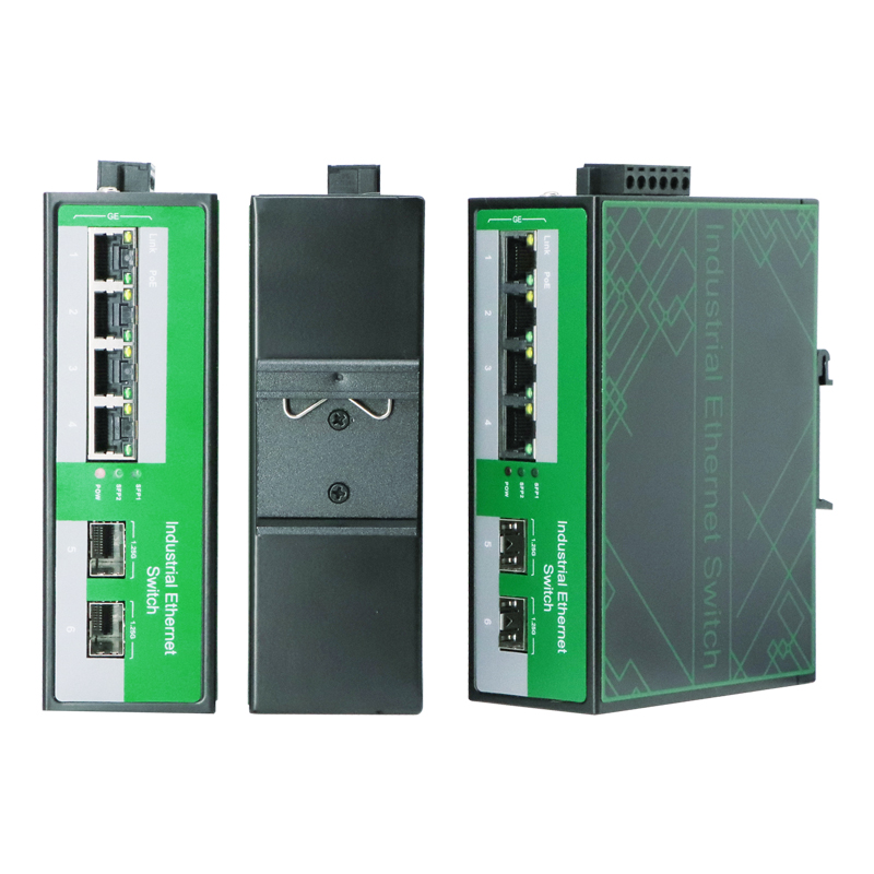 AOPRE Industrial Grade Gigabit 2 Optical 4 Electric SFP Fiber Optic Transceiver Rail Type Lightning Protection IP40 Fiber Optic Switch