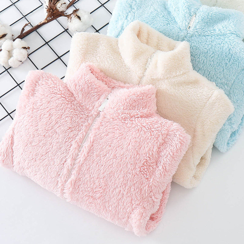 Children's long suede rocking grain suede jacket CUHK male and female child spring autumn winter thickened plush warm jacket foreign palate