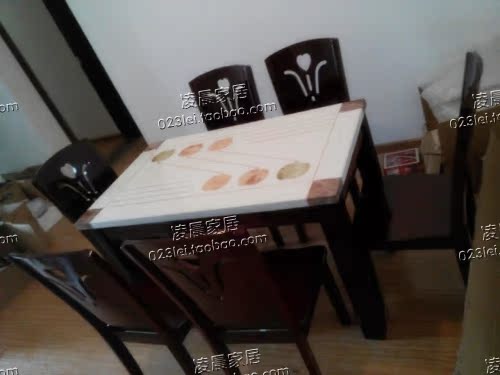 Nội thất Trùng Khánh Buổi sáng Trang chủ Mới Khung gỗ rắn Bàn ăn bằng đá cẩm thạch Thời trang đơn giản - Bàn bàn học bằng gỗ
