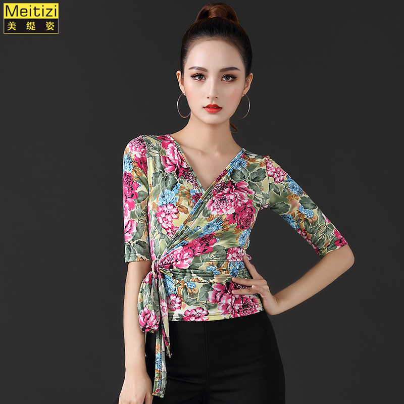 Adult Latin Dance Costume Woman Dance Sweater New Sweater Modern Dance Dance Dance in Sleeve National Standard Dance