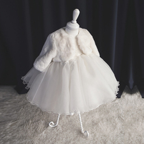 1-10 years old childrens fur shawl cloak childrens thickened coat shawl plus velvet girls small coat white winter